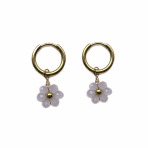 Pink flower oorbellen